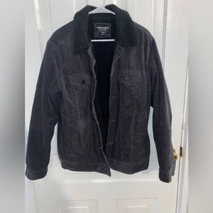 Black corduroy jacket with fleece lining